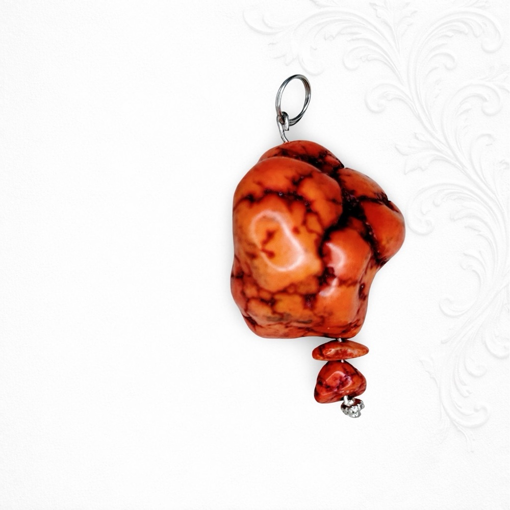 4083u. Weird Stone Orange Pendant